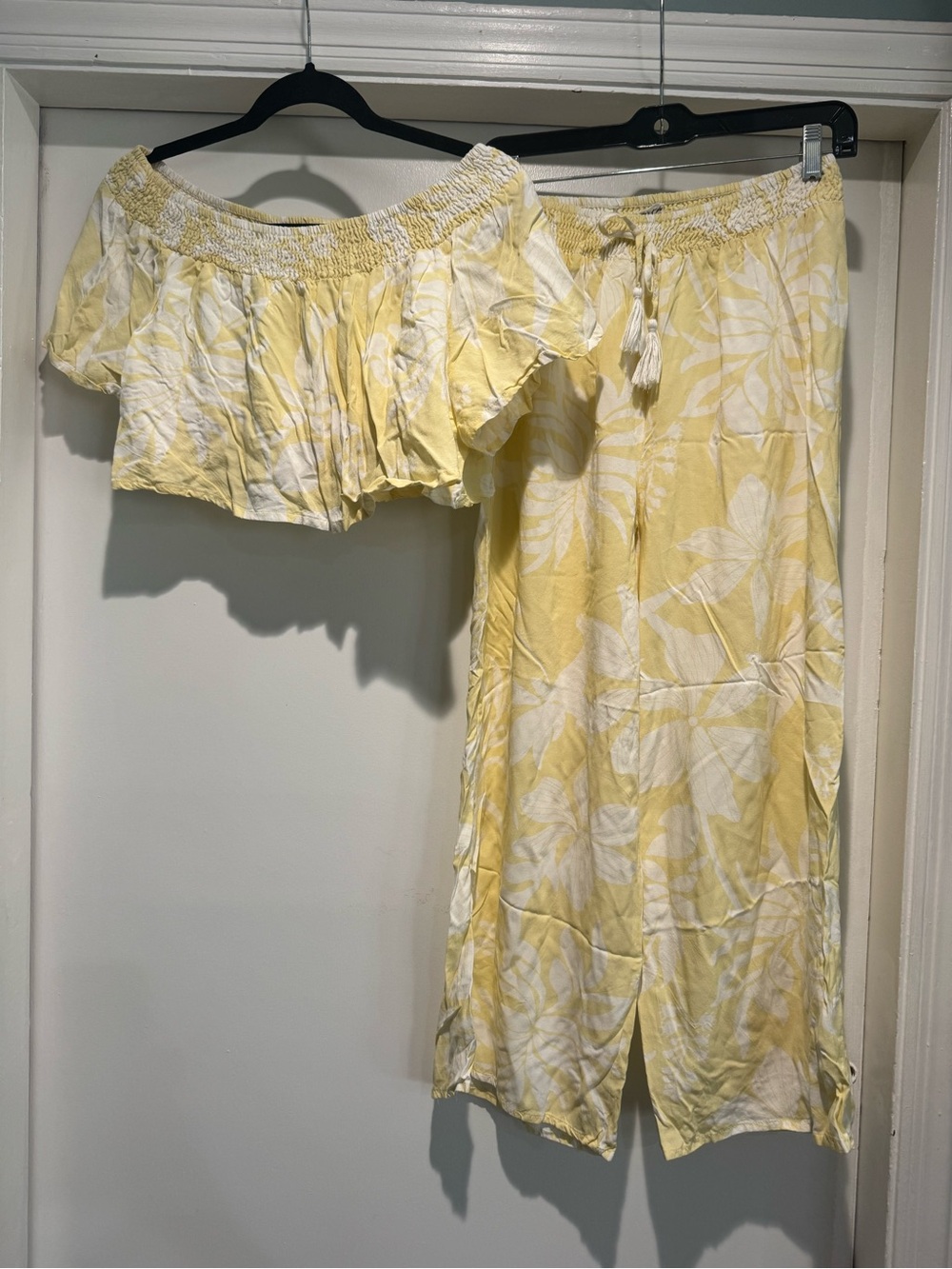 Kiwi + Punch Tropical Set elasticity waist Pants crop Top M yellow
